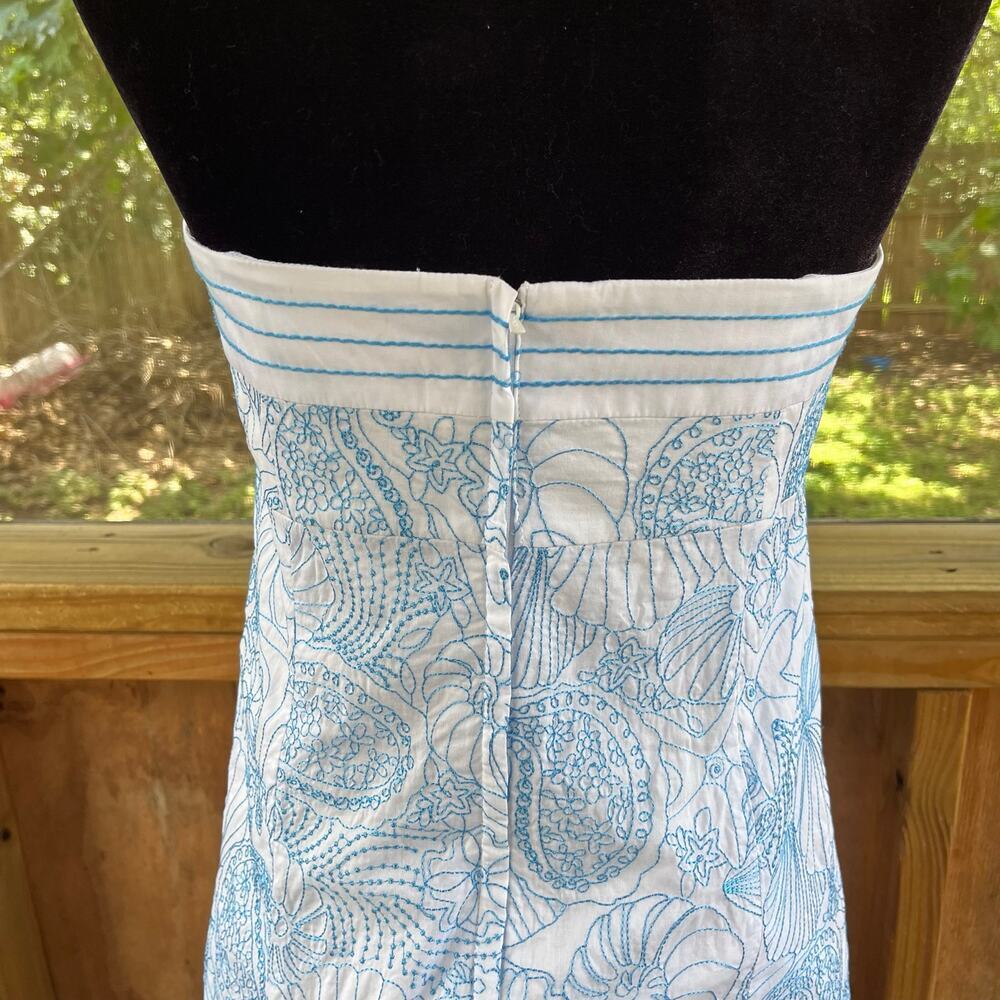 Lilly Pulitzer Women's Bowen Dress Blue & White Strapless Size 8 - Picture 5 of 11